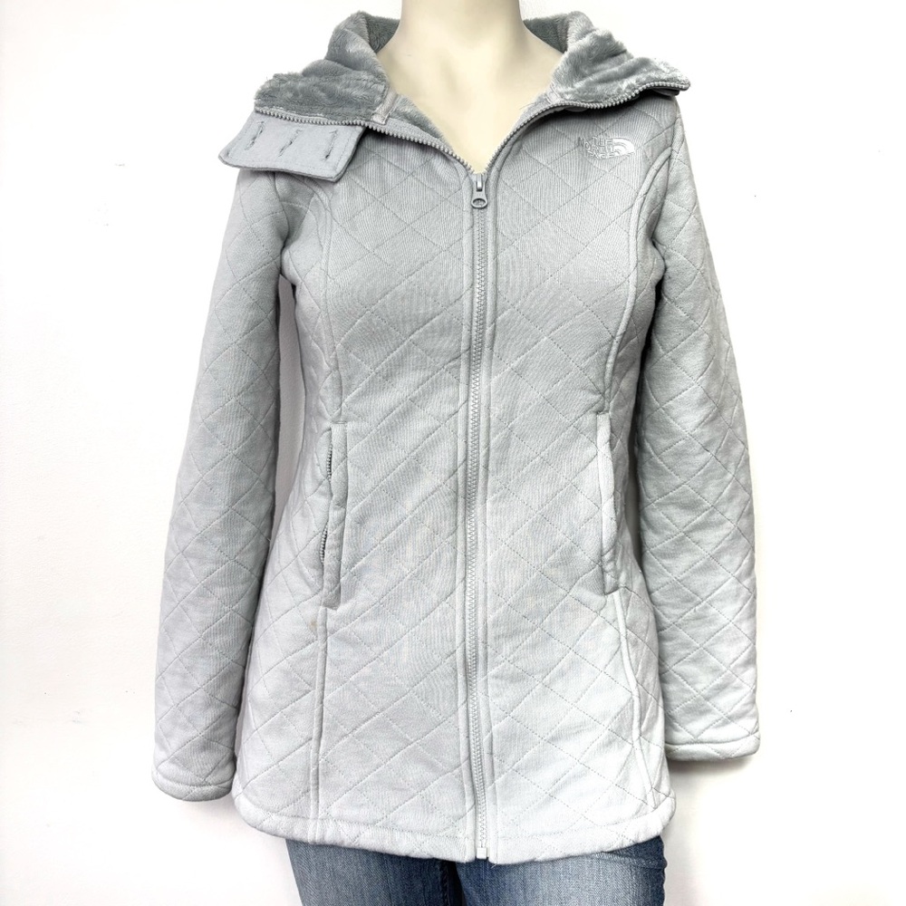 North Face light blue button up/zip up jacket